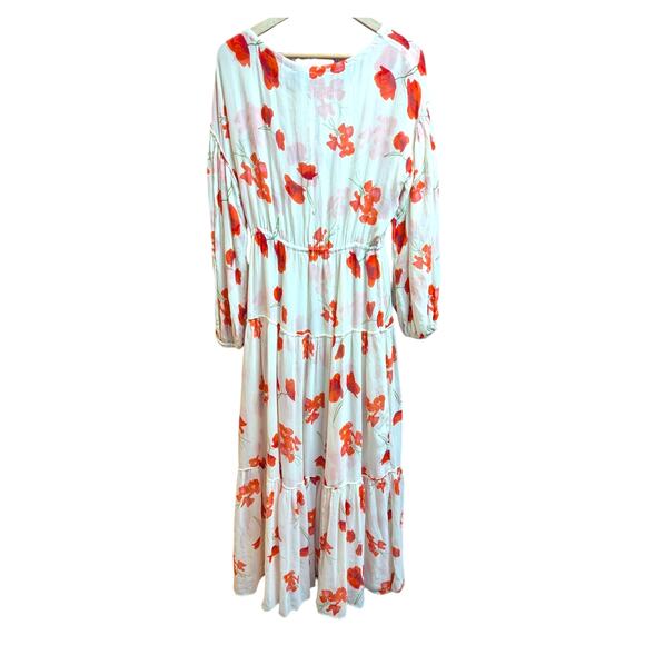 Reformation The Collection 100% Silk Floral Maxi Dress White Red M 62” Long - Picture 6 of 8